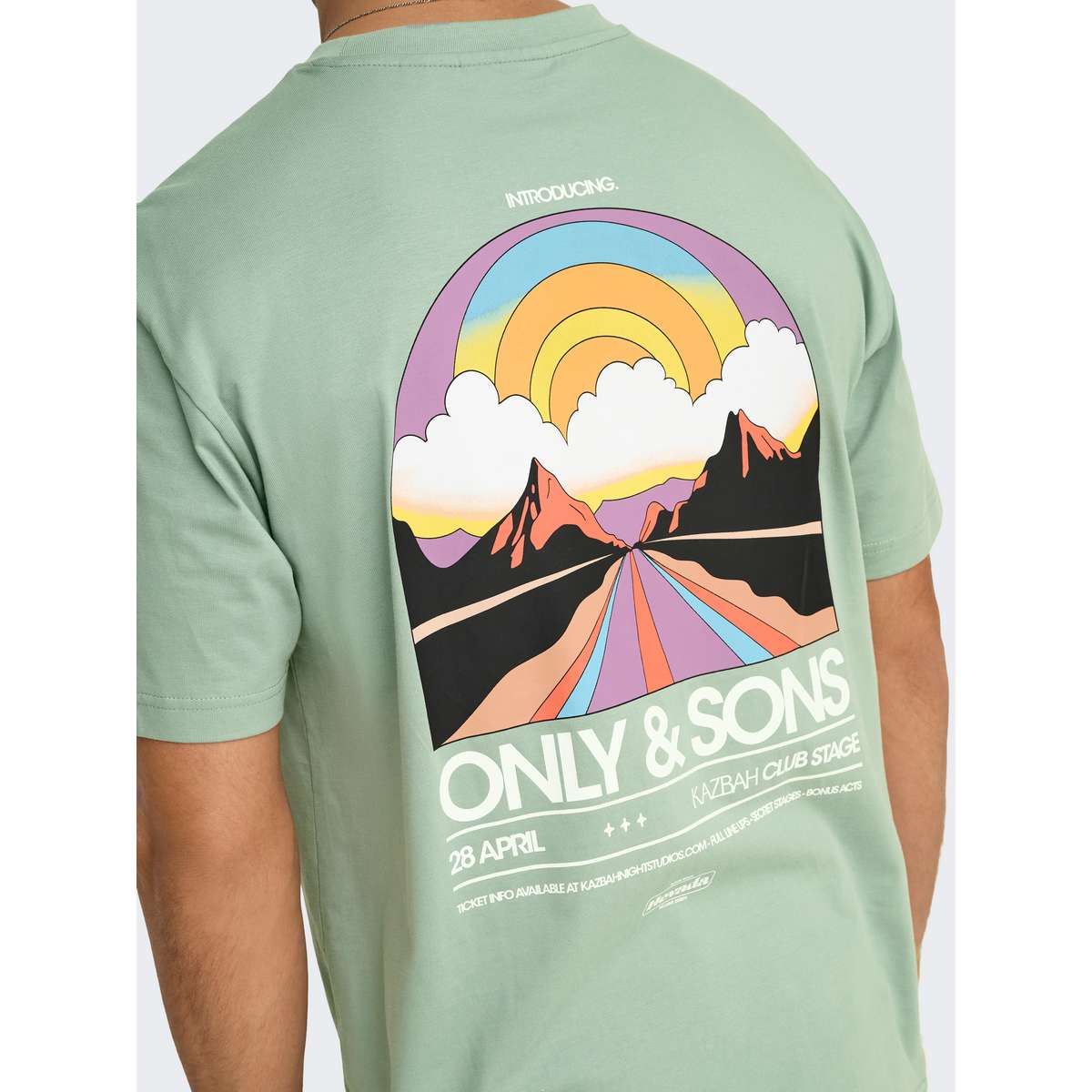 ONLY & SONS MEN΄S RELAXE FIT COTTON PRINT T-SHIRT 22033751 ICEBERG GREEN